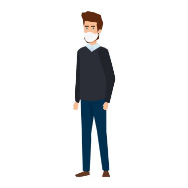 Yüz maskesi simgesi kullanan zarif bir adam