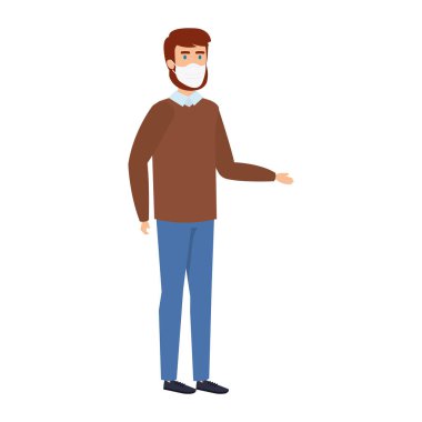 Yüz maskesi simgesi kullanan zarif bir adam