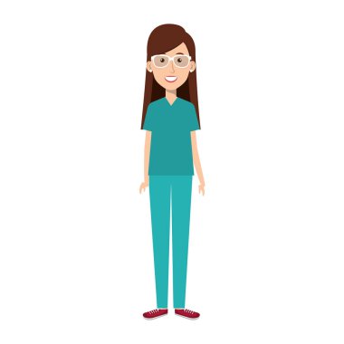 Gözlüklü kadın sağlık görevlisi izole edilmiş simge