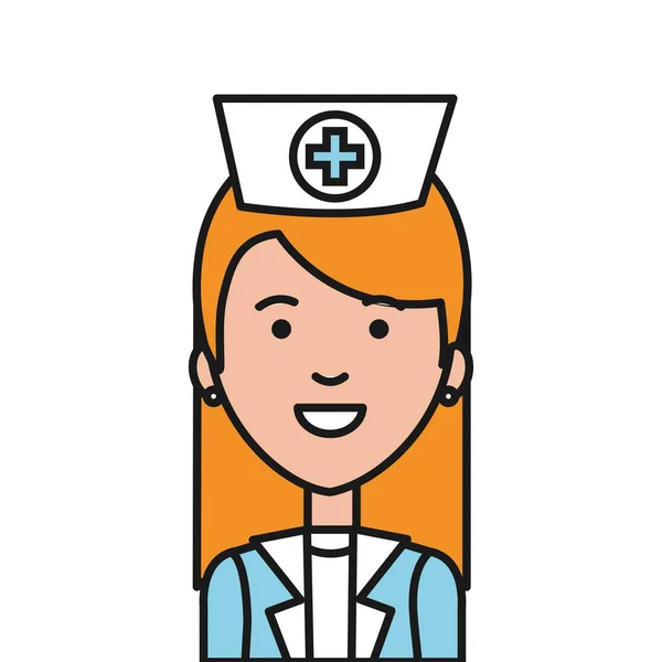 Rosto de enfermeira profissional ícone isolado — Vetor de Stock