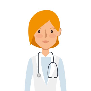 Steteskop izole edilmiş ikonu olan doktor kadın.