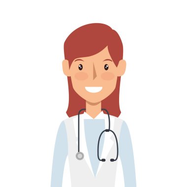 Steteskop izole edilmiş ikonu olan doktor kadın.