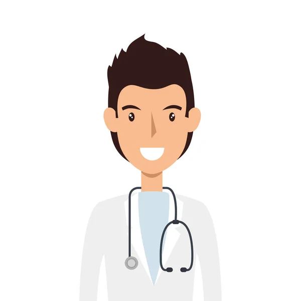 Doctor male with stethoscope isolated icon — Stock Vector