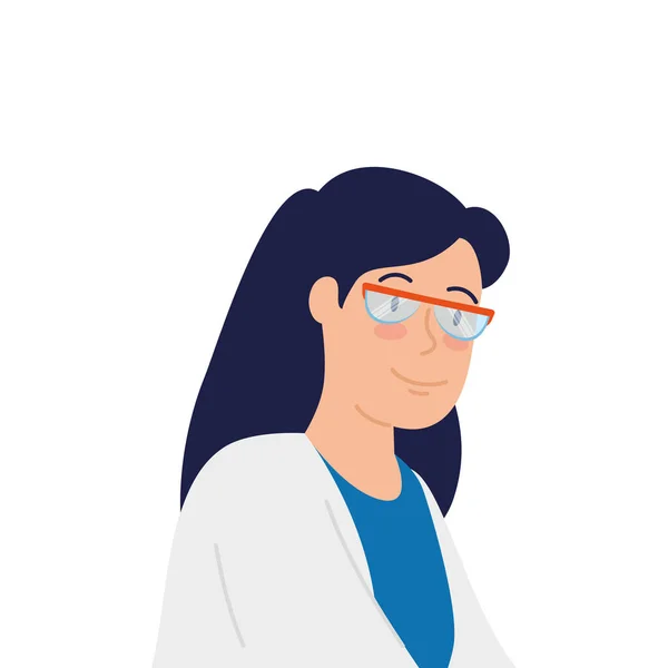 Cara de médico mujer con gafas icono aislado — Vector de stock