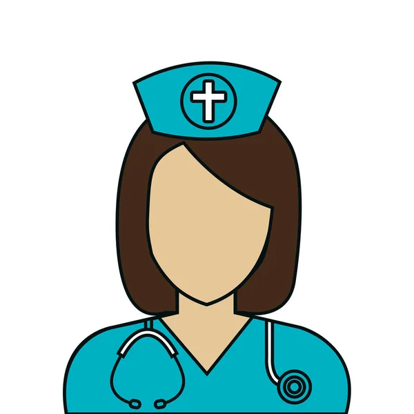 Gesicht der Krankenschwester professioneller Avatar isolierte Ikone — Stockvektor