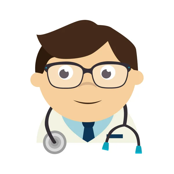 Doctor masculino con estetoscopio aislado icono — Vector de stock