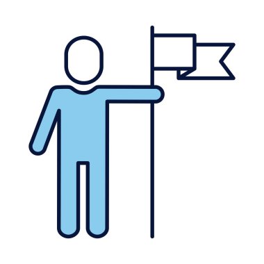 başarı bayrağı çizgisi ve doldurma biçimi olan avatar silueti