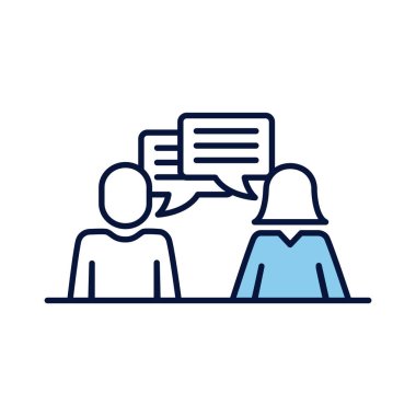 Konuşma baloncukları çizgisi ve doldurma biçimi olan çift avatarlı siluetler