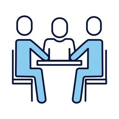 Erkekler masadaki siluetleri ve dolgu biçimini avatarlar