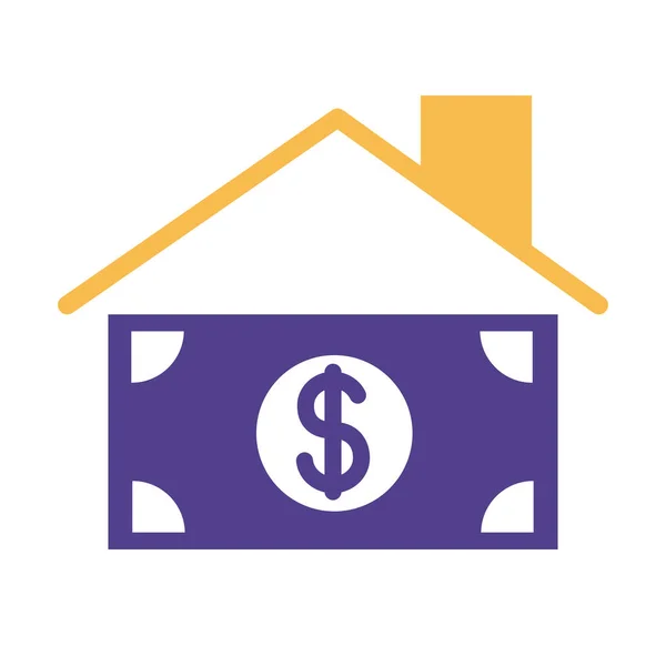 Hus takförsäkring med bill dollar siluett stil — Stock vektor
