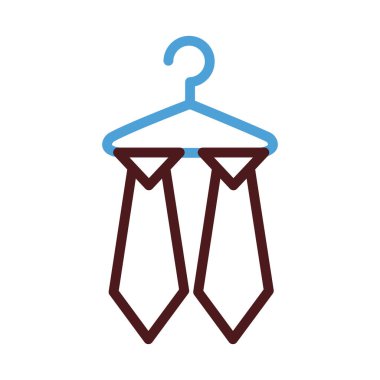 Çamaşır iğnesi stili simgesinde asılı kravatlar