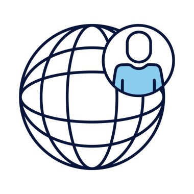 Küre gezegen çizgisi ve dolgu biçimi olan avatar silueti