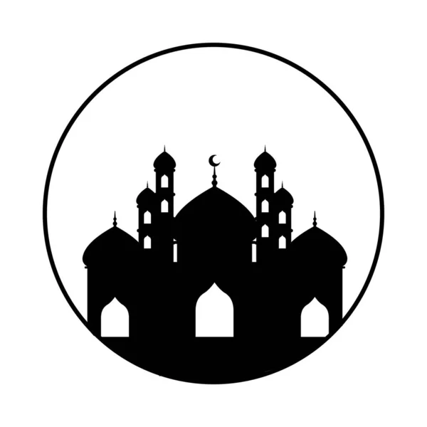 Monokrom tac mahal ramadan kareem dekorasyonu — Stok Vektör