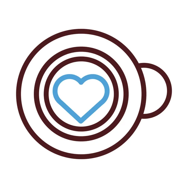 Kaffe kopp dryck med hjärta linje stil ikon — Stock vektor