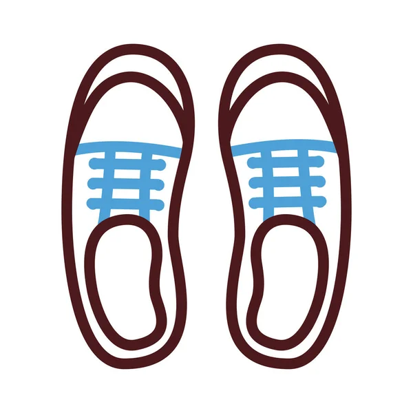 Schoenen retro lijn en vul stijl pictogram — Stockvector