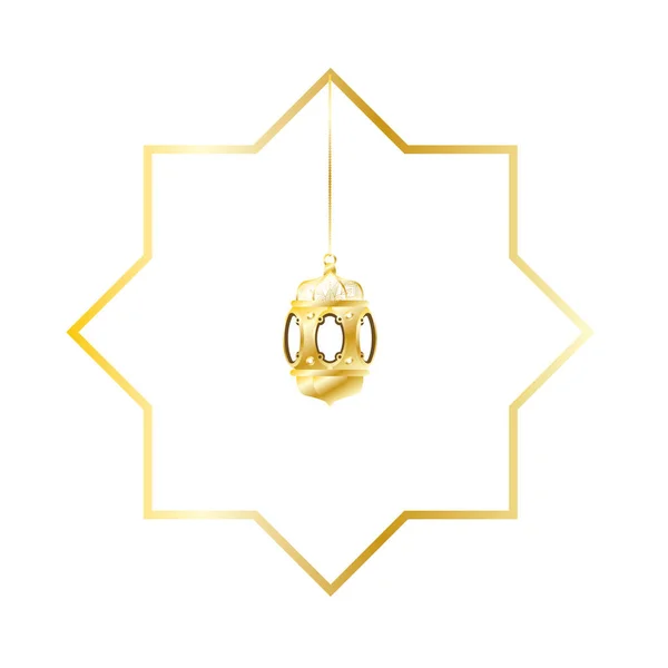 Golden lamp hanging ramadan kareem decoration — Stock Vector