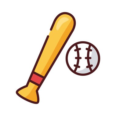 beyzbol sopası ve top çizgisi ve doldurma biçimi simgesi
