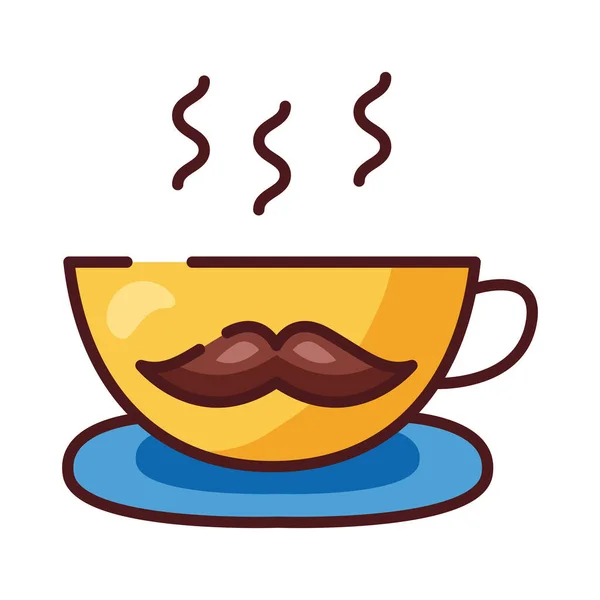 Taza de café con línea de bigote papá e icono de estilo de relleno — Archivo Imágenes Vectoriales