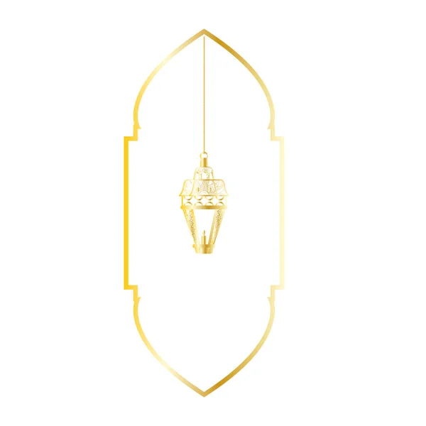 Golden lamp hanging ramadan kareem decoration — Stock Vector
