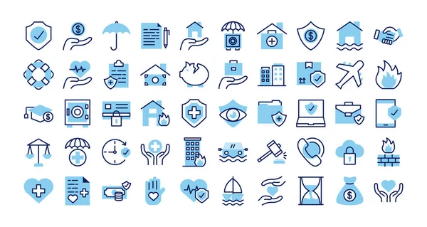 Paquete de iconos de conjunto de seguros — Vector de stock