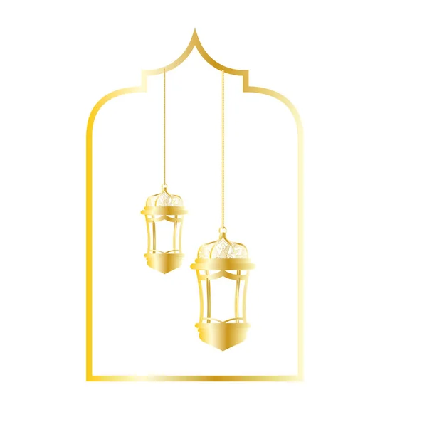 Goldene Lampen hängen ramadan kareem — Stockvektor