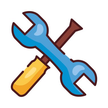 İngiliz anahtarı ve tornavida satırı ve biçim simgesi