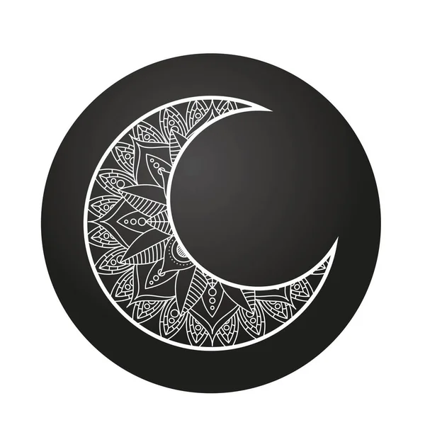 Monochrome moon ramadan kareem decoration — Stock Vector