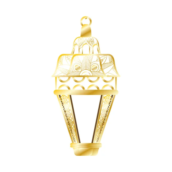 Golden lamp ramadan kareem decoration — Stock Vector