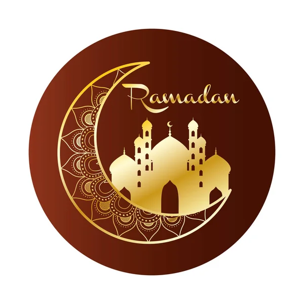 Χρυσό φεγγάρι με taj mahal ramadan kareem — Διανυσματικό Αρχείο