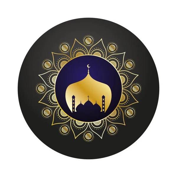 Mandala dourada e taj mahal ramadan kareem —  Vetores de Stock
