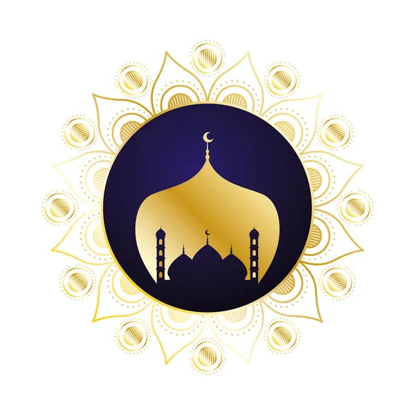 Altın mandala ve Tac mahal ramadan kareem — Stok Vektör