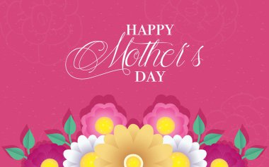Çiçekli mutlu anneler günü kartı.