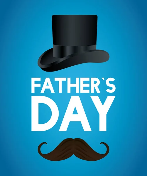 Carte de jour heureux pères avec tophat élégant et moustache — Image vectorielle