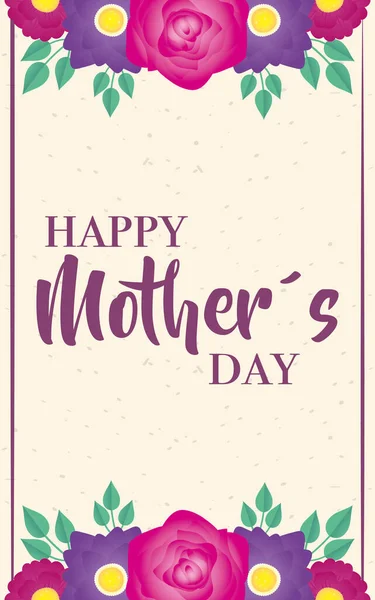Biglietto di giorno di madri felice con fiori — Vettoriale Stock