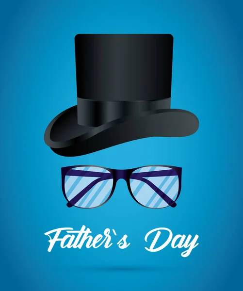 Carte de jour heureux pères avec tophat élégant et lunettes — Image vectorielle