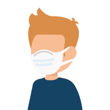 Yüz maskesi ikonu kullanan sevimli çocuk