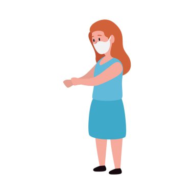 Yüz maskesi simgesi kullanan kız