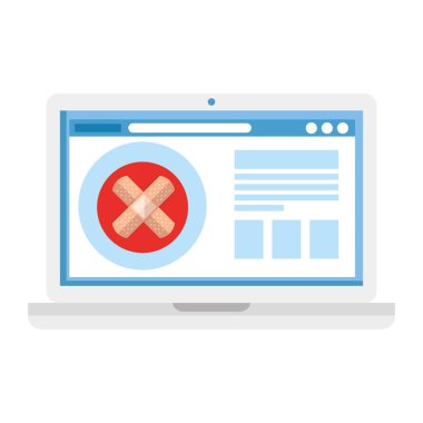 Laptop ve bant yapıştırıcılı tıp teknolojisi