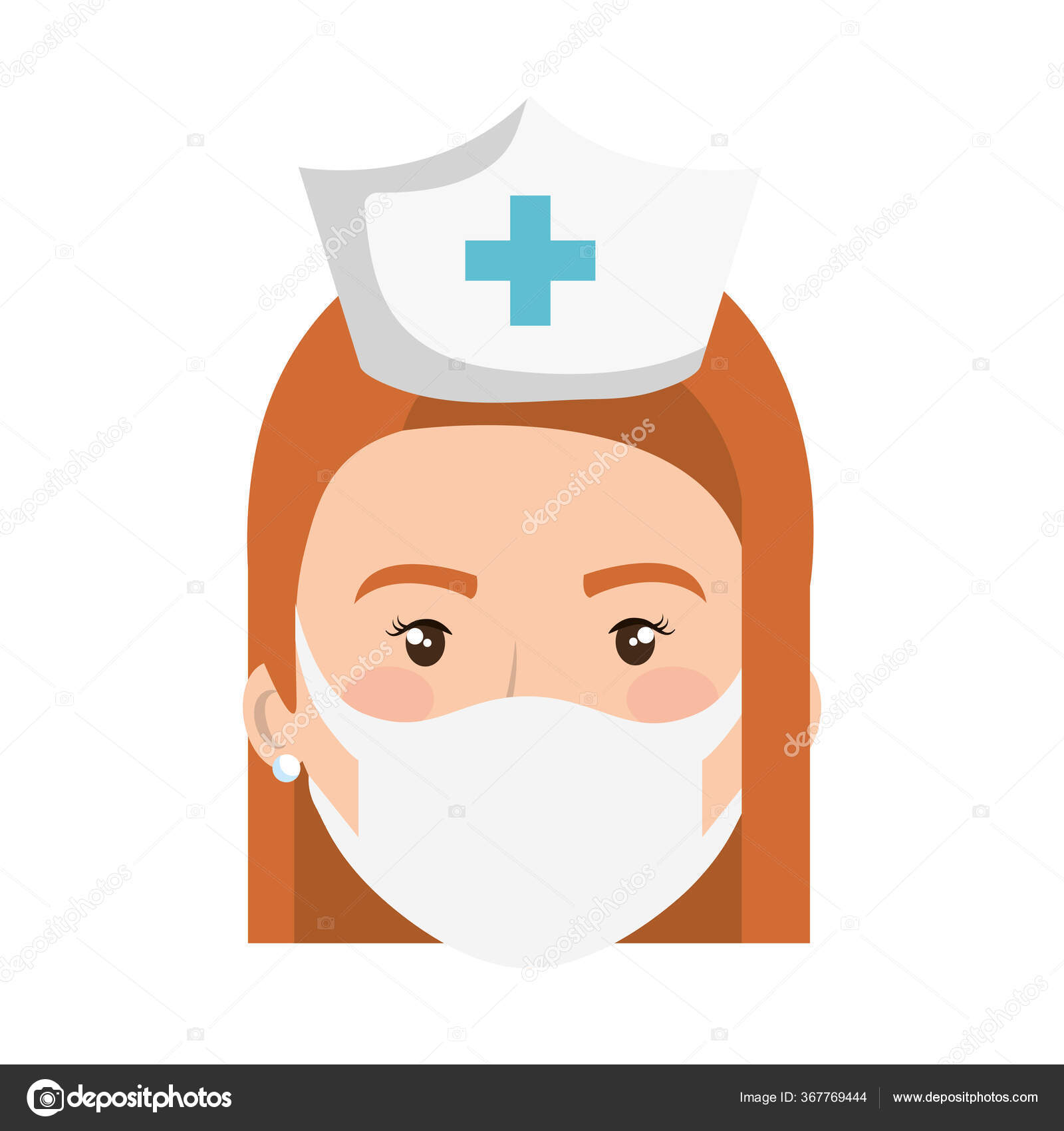 enfermeira feminina de uniforme usando máscara de personagem de