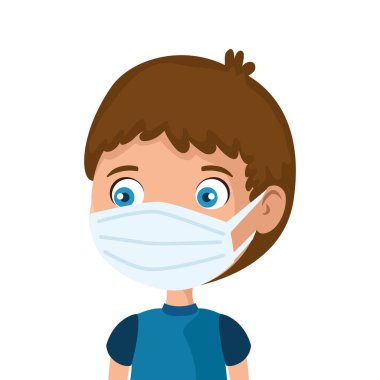 Yüz maskesi ikonu kullanan sevimli çocuk