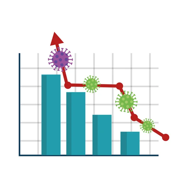 Variatie op de aandelenmarkt door covid 19 met infographic en pictogrammen — Stockvector