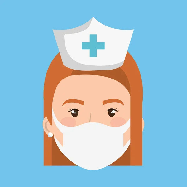 Gesicht der Krankenschwester mit Gesichtsmaske isoliert Symbol — Stockvektor