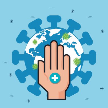 el ve dünya gezegeni covid 19 parçacıkları ile