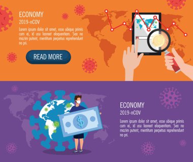 2019 yılına kadar ekonomik etki pankartlarını simgelerle donatın