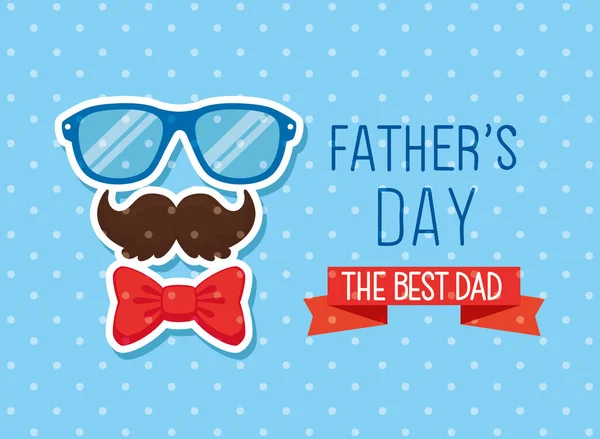 Happy fathers day card with hipster accessories decoration — Stock Vector