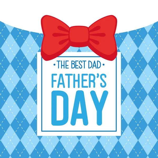 Carte de jour heureux pères avec décoration noeud papillon — Image vectorielle