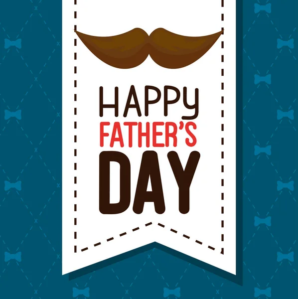 Biglietto di giorno di padri felici con decorazione di baffi — Vettoriale Stock