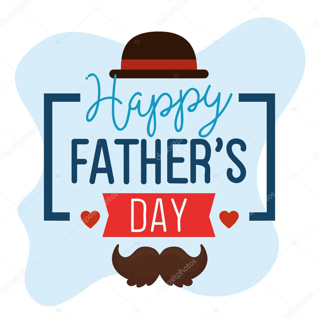 happy fathers day card with hat elegant and moustache