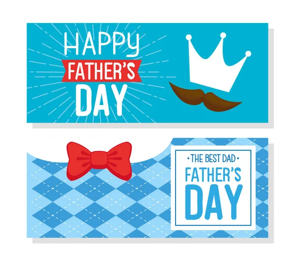 Ser karty szczęśliwy dzień ojców z dekoracji — Wektor stockowy