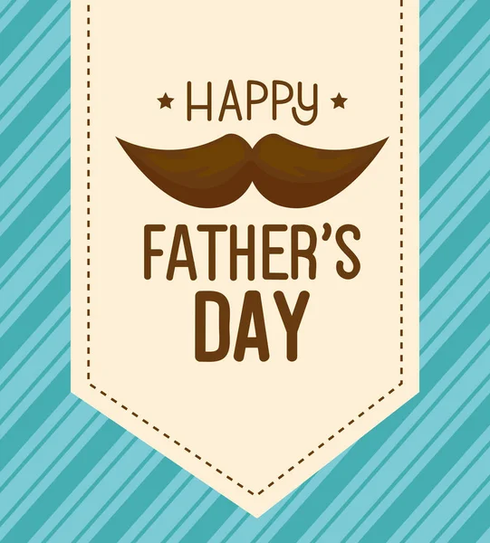 Happy fathers day card with moustache decoration — Stock Vector